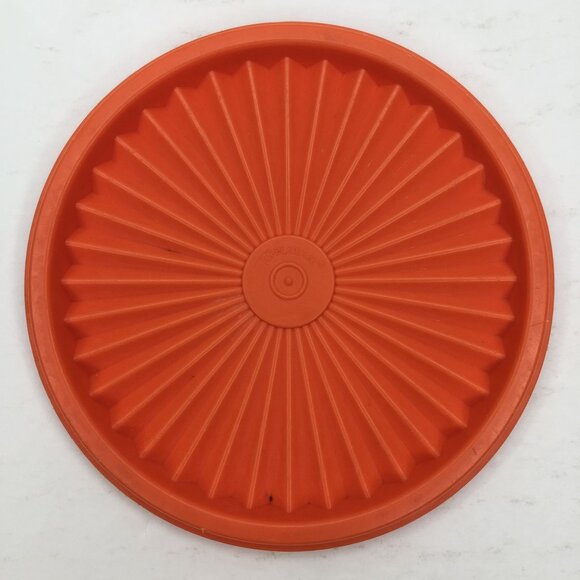 Vintage Servalier Tupperware Orange Storage Container 809-14 Sunburst Lid 810-26 - Picture 9 of 15